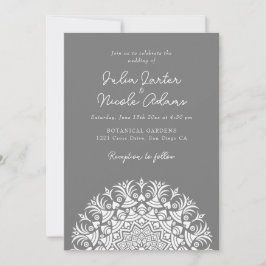 Convite Retro Spanish Abstract Floral Mandala Wedding