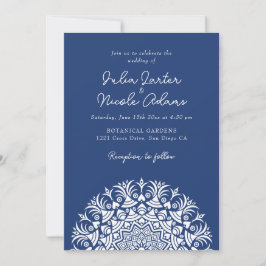 Convite Retro Spanish Abstract Floral Mandala Wedding