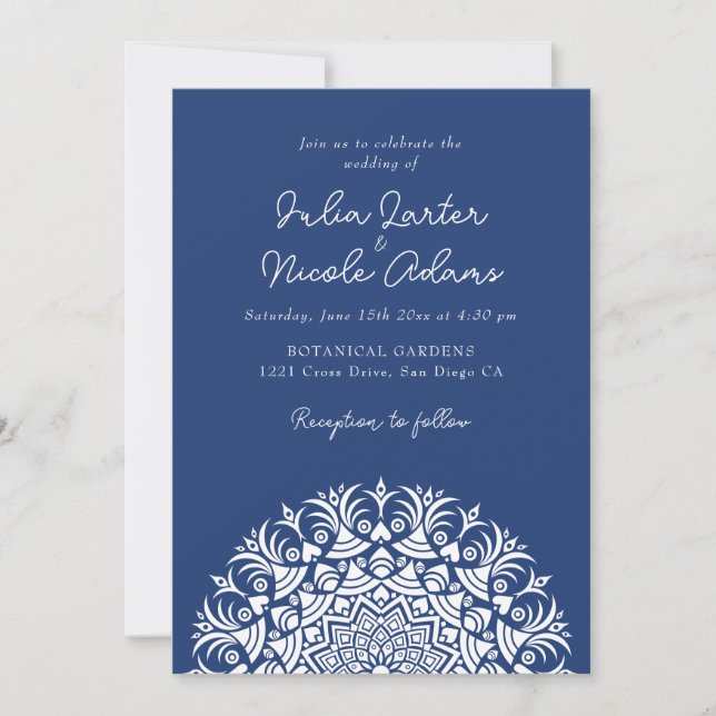 Convite Retro Spanish Abstract Floral Mandala Wedding (Frente)