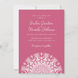 Convite Retro Spanish Abstract Floral Mandala Wedding