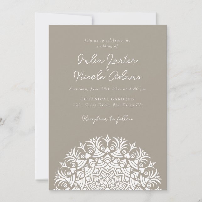 Convite Retro Spanish Abstract Floral Mandala Wedding (Frente)