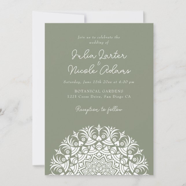 Convite Retro Spanish Abstract Floral Mandala Wedding (Frente)