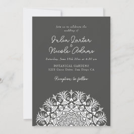 Convite Retro Spanish Abstract Floral Mandala Wedding