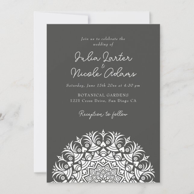 Convite Retro Spanish Abstract Floral Mandala Wedding (Frente)