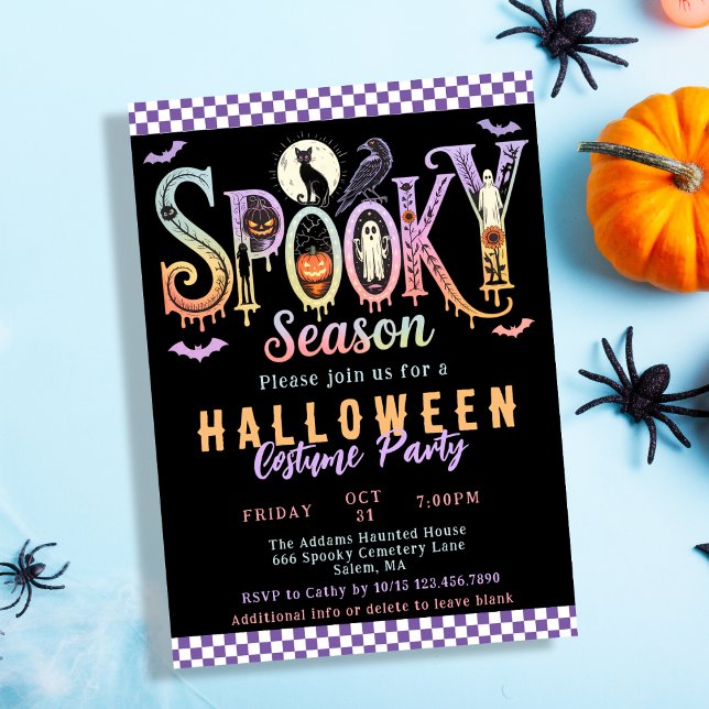 Convite Retro Spooky Season Pastel Halloween Festa de Figu (Criador carregado)