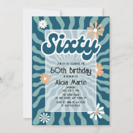 Convite Retro Sun Wave Daisy Green 60º aniversário
