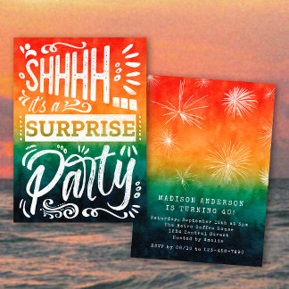 Convite Retro Sunset Summer Surprise Birthday Party