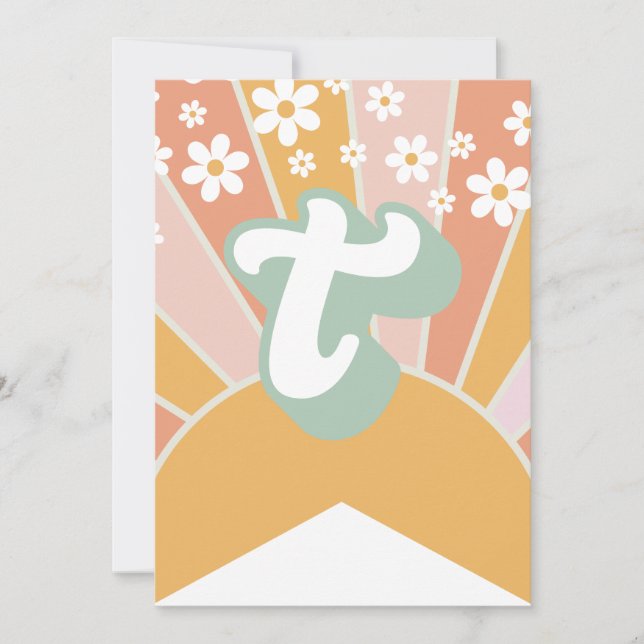 Convite Retro Sunshine Daisy boho floral Banner T (Frente)