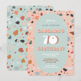 Convite Retro Terrazzo Hippie Boho Birthday