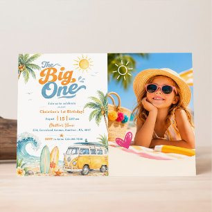 Convite Retro The Big One Praia de Surf 1º Aniversário
