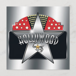 Convite Retro Tipografia Hollywood Silver Star
