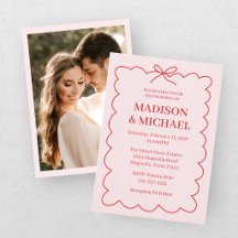 Retro Valentine Wedding Photo Red Pink