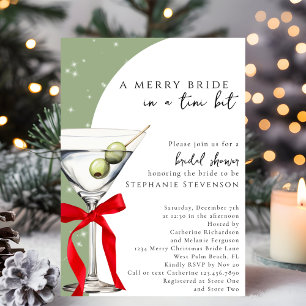 Convite Retro Vermelho Arco Martini Natal Chá de Noiva