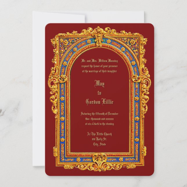 Convite Retro Victorian Era 1887 Arched Frame Wedding (Frente)