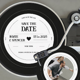 Convite Retro Vinil Record Foto Casamento Salvar Data