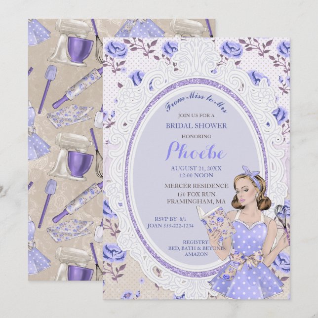 Convite Retro Vintage 50 Luz Chá de panela (Frente/Verso)