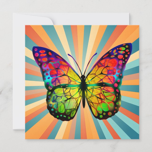 CONVITE RETRO VINTAGE BORBOLETA ABSTRATA (Frente)