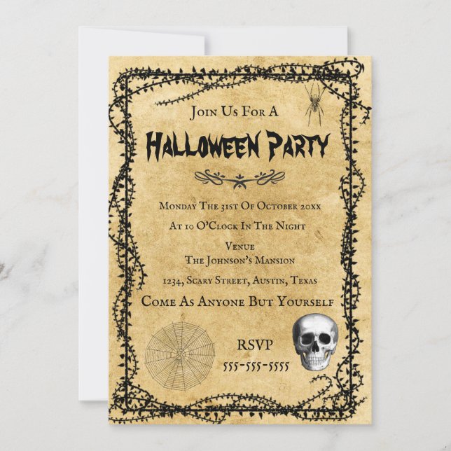 Convite Retro Vintage Halloween Party Invitation Card (Frente)