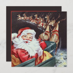 Convite retro vintage Papais noeis voadores