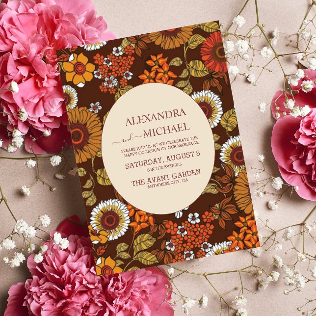 Convite Retro Vintage Sessenta Casamento Terracotta (Criador carregado)