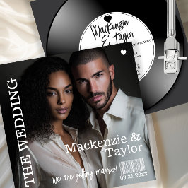 Convite Retro Vinyl Record Photo Cover Wedding