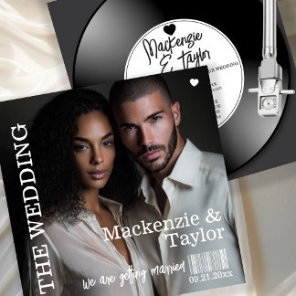 Convite Retro Vinyl Record Photo Cover Wedding