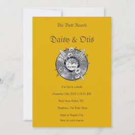 Convite Retro Vinyl Record Wedding Invitation 70s Boho