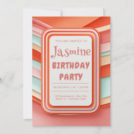 Convite Retro Wavy Gummy Abstract Frame Birthday