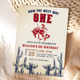 Convite Retro Western Como O Ocidente Era Um primeiro aniv