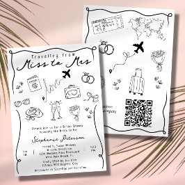 Convite Retro Whimsical Miss ao Chá de panela de Código QR