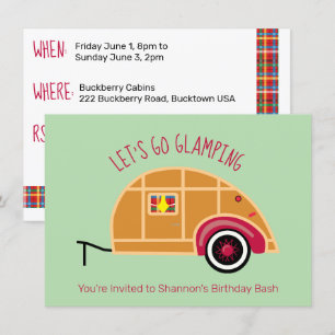 Convite Retro Woodie Teardrop Camper Glamping