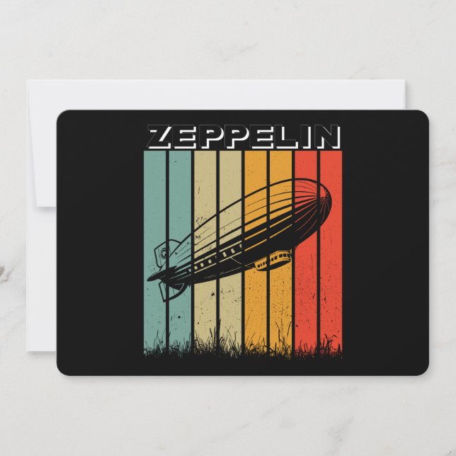 Convite Retro Zeppelin Dirigible Airship Zepelin Zepplin (Frente)