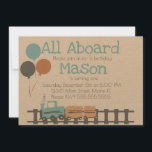 Convite Retron Train Kids First Festa de aniversário Earth<br><div class="desc">Festa de aniversário do comboio para crianças</div>