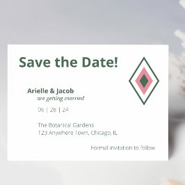 Convite Retrospectivo Mínimo Rosa e Verde Caçador Salvar a