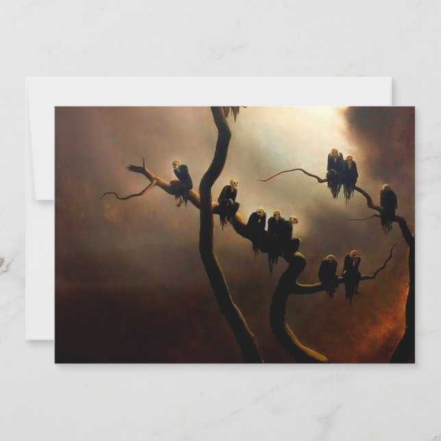 Convite Retrovisor - Fantasmas em uma árvore (Frente)