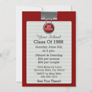 Convite Reunião da classe vermelha do notebook de clipe me