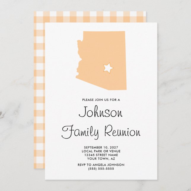 Convite Reunião da família de Arizonas de pêssego (Frente/Verso)