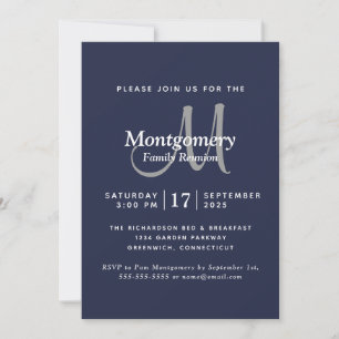 Convite Reunião da Família de Monogramas Brancos do Mari