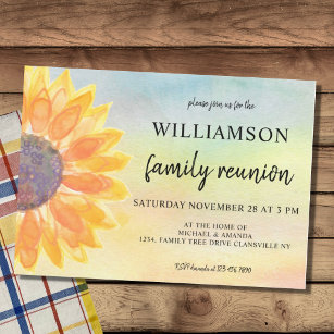 Convite Reunião da Família Floral de Watercolor