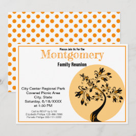Convite Reunião da Família Moderna Arte Laranja e Árvore N