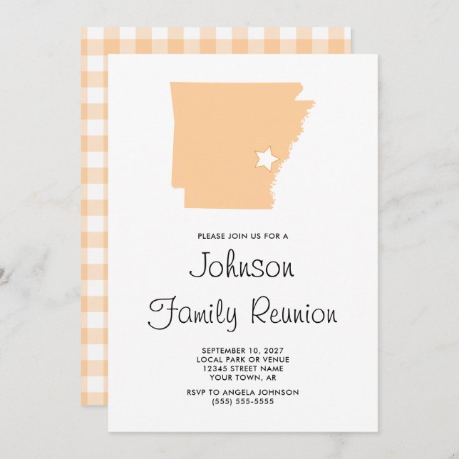 Convite Reunião da família Peach Arkansas (Frente/Verso)