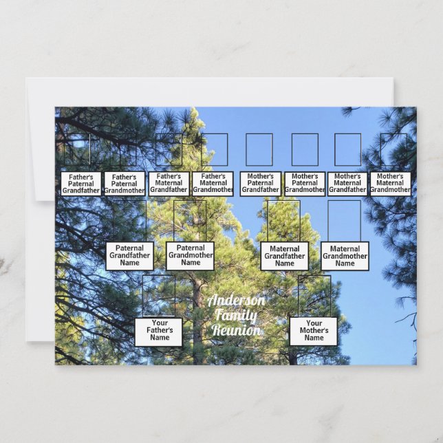 Convite Reunião da Família Pine Tree Forest Photo 3 Genera (Frente)