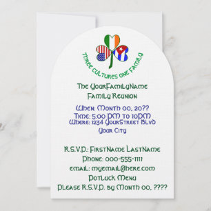 Convite Reunião da Família Trevo Cubano Irlandês EUA