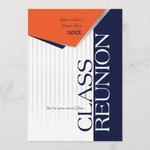 Convite Reunião de classe alaranjada e azul customizável