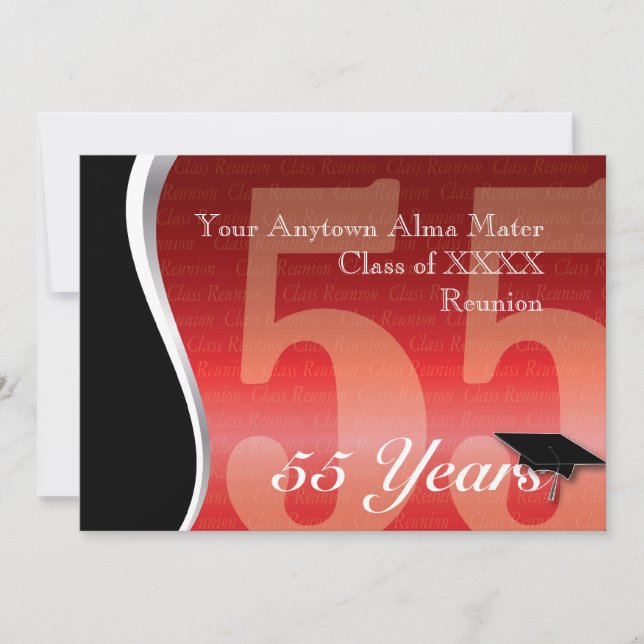 Convite Reunião de classe customizável de 55 anos (Frente)