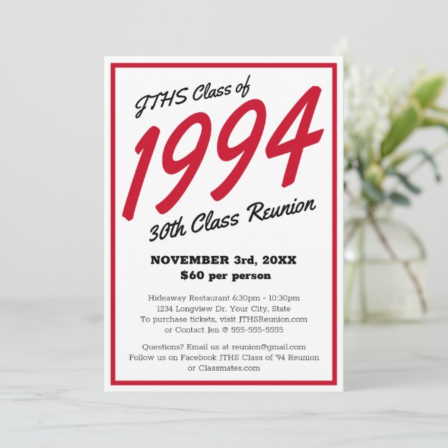 Convite Reunião de Classe de Segundo grau Simples Personal (Em pé/Frente)