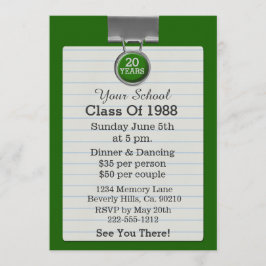 Convite Reunião de classe do verde do papel para cartas do