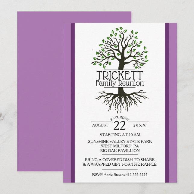 Convite Reunião de família da árvore genealógica da (Frente/Verso)