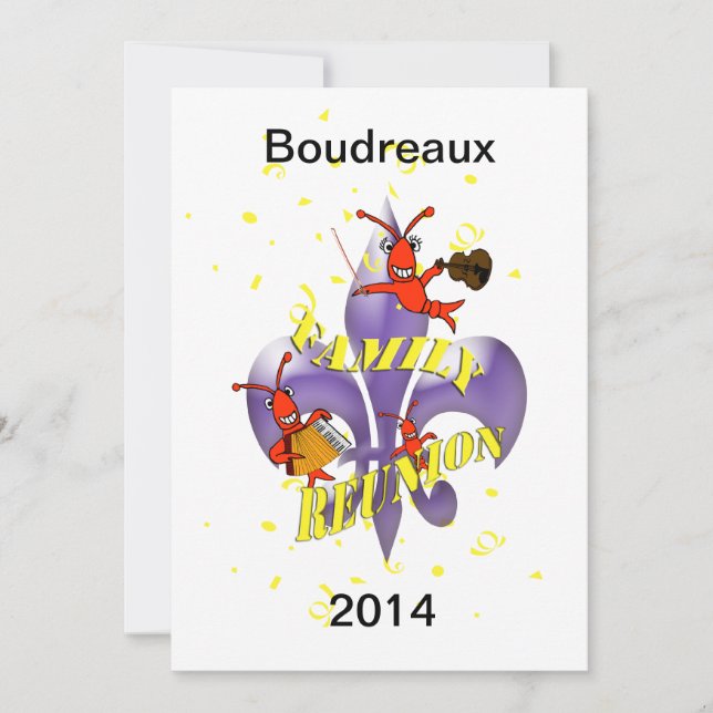 Convite Reunião de família da flor de lis dos lagostins (Frente)