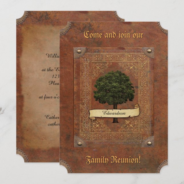 Convite Reunião de família de couro velha do olhar (Frente/Verso)